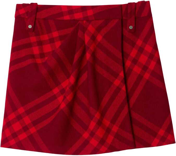 Fuste scurte Burberry Virgin Wool Wrap Miniskirt With Tartan Pattern Red Femei (BM 19306625) 1