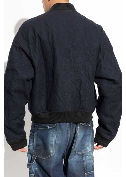 Bomber jacket DSQUARED2 Felted Wool 80S Bomber Jacket With Contrasting Logo Blue Barbati (BM 19306745) 4