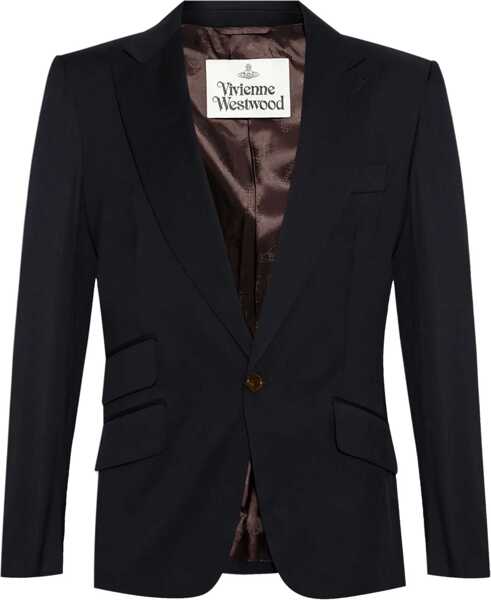 Sacouri Vivienne Westwood Virgin Wool Side Vents Peak Lapel 1-Button Blazer Blue Barbati (BM 19306754) 1