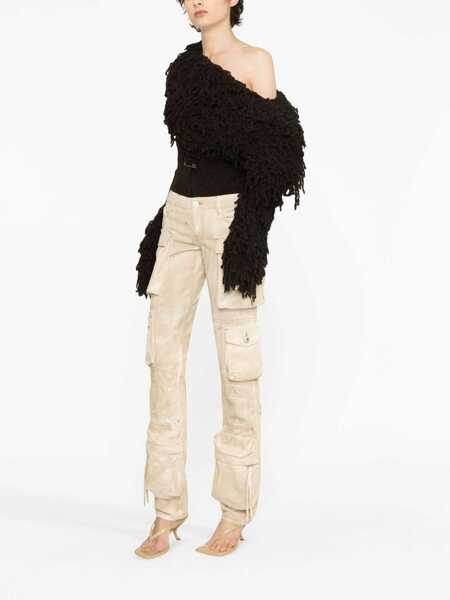 Pantaloni casual THE ATTICO Cotton Gabardine Cargo Pants With Acid-Wash Effect Beige Femei (BM 19306757) 3