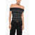 Alexander McQueen Stretchy Knitted Off-Shoulder Top Black & White