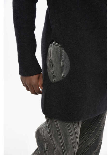 Pulovere Rick Owens Wool Blend Subhuman Long Sweater With Cut-Out Detail Black Barbati (BM 19306763) 3