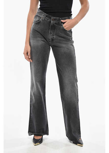 Blugi drepti HAIKURE Dark Wash Wide Leg Korea Jeans With Ton On Ton Button 28Cm Black Femei (BM 19306766) 1