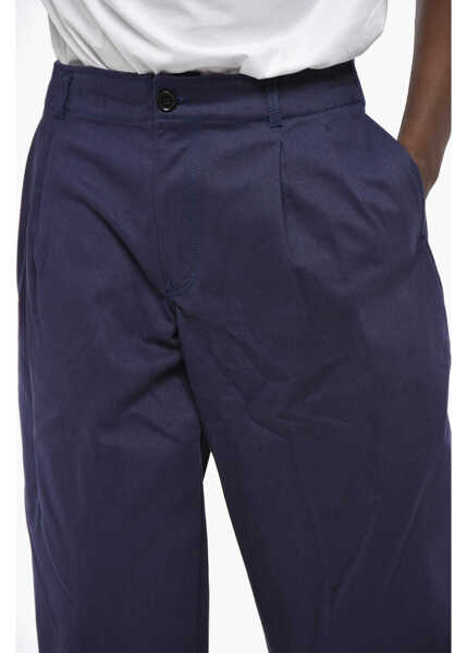 Pantaloni casual Comme des Garons Shirt Solid Color Double-Pleated Pants With Belt Loops Blue Barbati (BM 19306769) 3