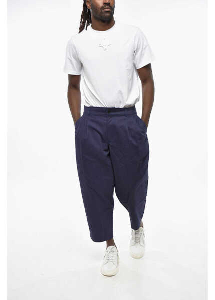 Pantaloni casual Comme des Garons Shirt Solid Color Double-Pleated Pants With Belt Loops Blue Barbati (BM 19306769) 4