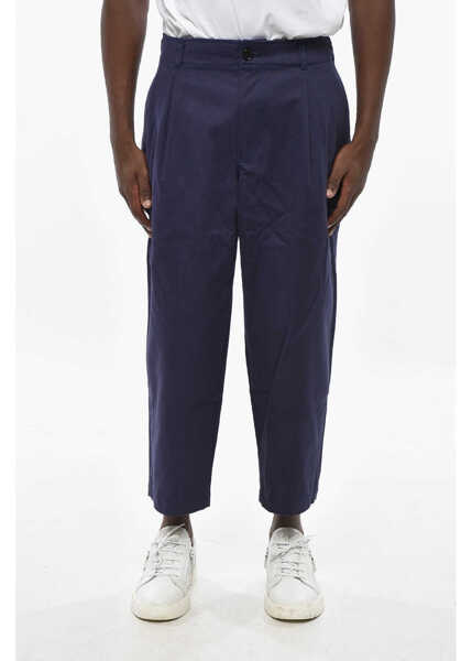 Pantaloni casual Comme des Garons Shirt Solid Color Double-Pleated Pants With Belt Loops Blue Barbati (BM 19306769) 1