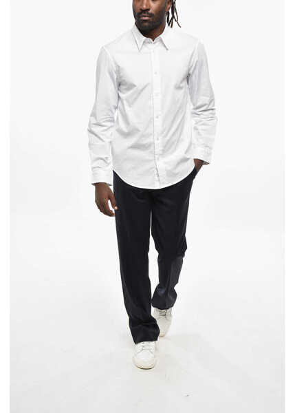 Camasi casual Diesel Stretch Cotton S-Benny Shirt With Spread Collar White Barbati (BM 19306772) 4