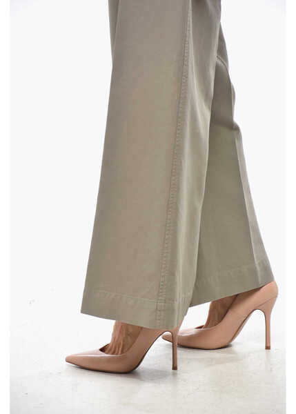 Pantaloni casual TOTME Wide Leg Cropped Fit Pants With Front Zip Beige Femei (BM 19306775) 2