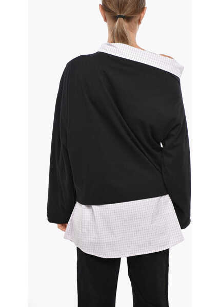 Bluze Dries Van Noten Jersey Henies Top With Popeline Details Black Femei (BM 19306781) 3