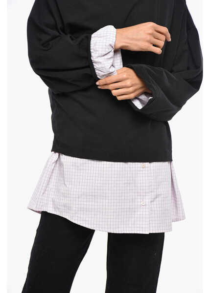 Bluze Dries Van Noten Jersey Henies Top With Popeline Details Black Femei (BM 19306781) 4