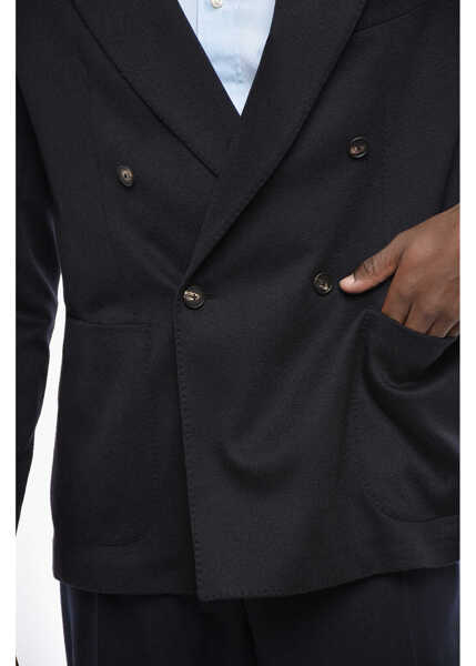 Sacouri Tagliatore Cashmere Double-Breasted Blazer With Peak Lapel Blue Barbati (BM 19306796) 3