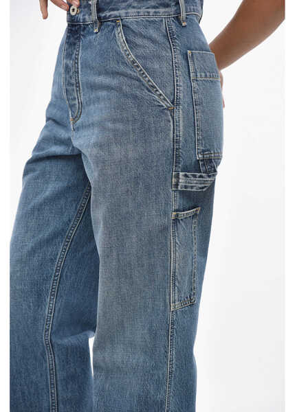 Blugi drepti Bottega Veneta Mid Washed Cargo Denims 20Cm Light Blue Femei (BM 19306799) 3