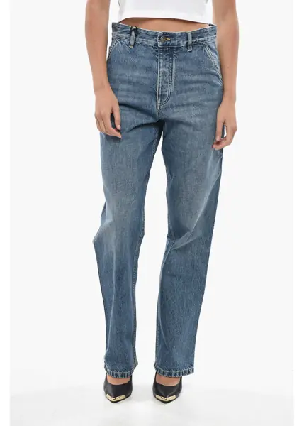 Blugi drepti Bottega Veneta Mid Washed Cargo Denims 20Cm Light Blue Femei (BM 19306799) 1