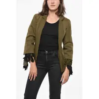 Sacouri Cotton Blazer With Ruffle Detail Femei