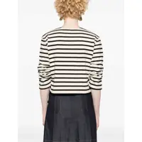 Tricouri Tory Burch Dama - Tricouri Tory Burch Striped Crew-Neck T-Shirt With Draped Sleeve Black & White Femei (BM 19306820) - B-mall.ro