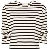 Tricouri Striped Crew-Neck T-Shirt With Draped Sleeve Femei