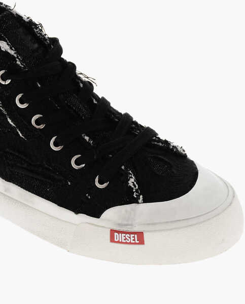 Sneakers Diesel Vintage Effect Denim S-Athos High-Top Sneakers Black Barbati (BM 19306841) 4