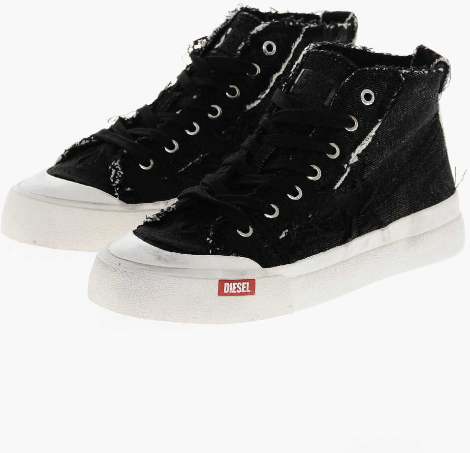 Sneakers Diesel Vintage Effect Denim S-Athos High-Top Sneakers Black Barbati (BM 19306841) 1