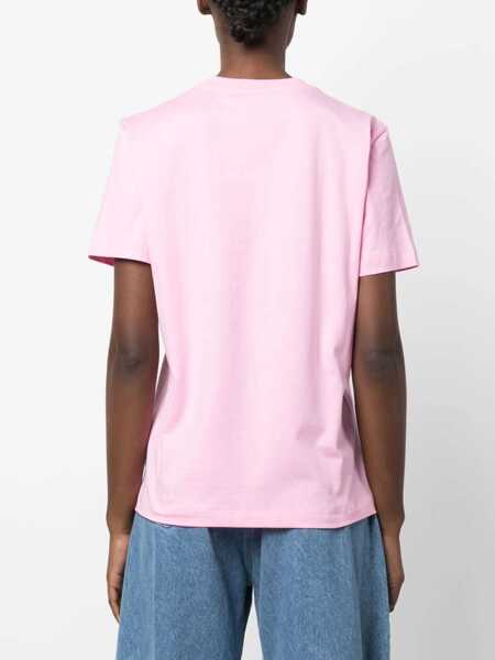 Tricouri MSGM Cotton Crew-Neck T-Shirt With Glitter Logo Pink Femei (BM 19306856) 4