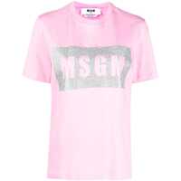 Tricouri Cotton Crew-Neck T-Shirt With Glitter Logo Femei