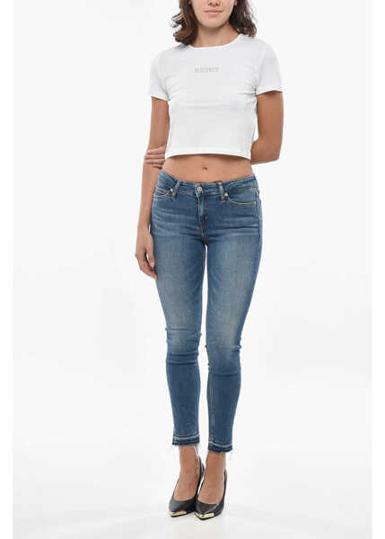 Blugi skinny Calvin Klein Ckj Super Skinny Jeans With Frayed Hem 13Cm Blue Femei (BM 19306862) 4