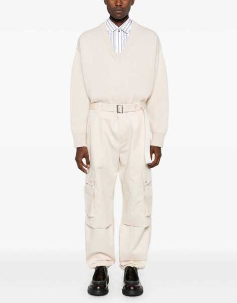 Pantaloni casual JACQUEMUS La Casa Cotton And Linen Cargo Pants With Belt Beige Barbati (BM 19306871) 2