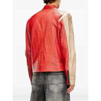 Geci de piele pentru Barbati - Geci de piele Diesel Red Tag Leather Ruscha Jacket With Contrasting Sleeves Red Barbati (BM 19306880) - B-mall.ro