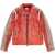 Diesel Red Tag Leather Ruscha Jacket With Contrasting Sleeves Red