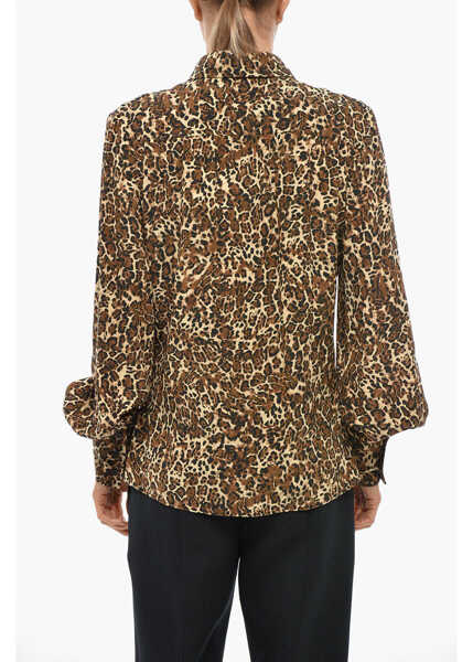 Camasi casual Isabel Marant Animal Patterned Teysa Silk Shirt Brown Femei (BM 19306886) 3