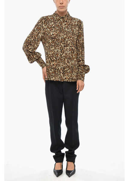 Camasi casual Isabel Marant Animal Patterned Teysa Silk Shirt Brown Femei (BM 19306886) 4