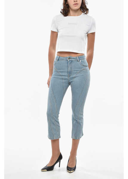 Blugi drepti MUGLER Patchwork Effect Cropped Fit Denims Light Blue Femei (BM 19306892) 4