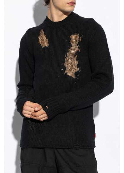 Pulovere casual Diesel Distressed Wool Blend Norman Pullover Black Barbati (BM 19306895) 3