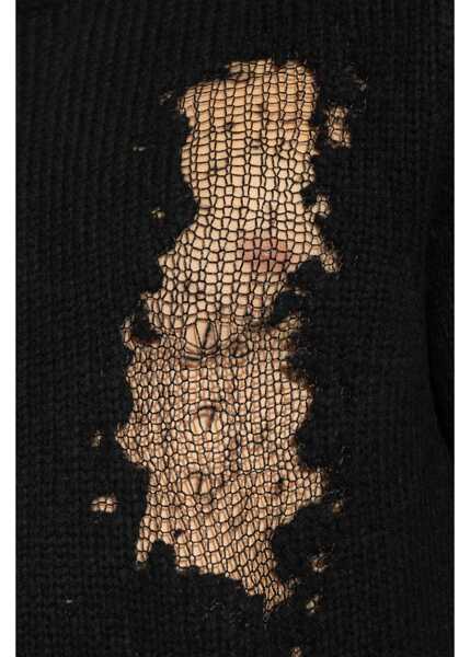 Pulovere casual Diesel Distressed Wool Blend Norman Pullover Black Barbati (BM 19306895) 5