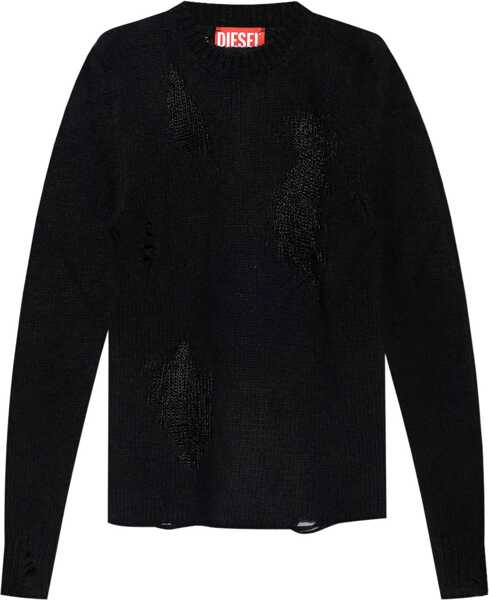 Pulovere casual Diesel Distressed Wool Blend Norman Pullover Black Barbati (BM 19306895) 1