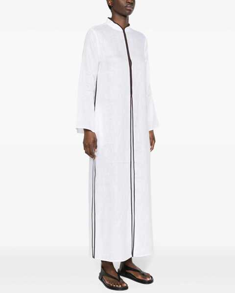 Rochii lungi Tory Burch Linen Kaftan With Contrasting Edges White Femei (BM 19306904) 3
