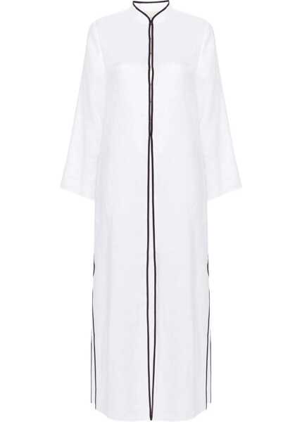 Rochii lungi Tory Burch Linen Kaftan With Contrasting Edges White Femei (BM 19306904) 1