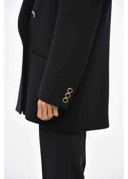 Sacouri Alessandra Rich Double-Breasted Oversized Fit Virgin Wool Blazer Black Femei (BM 19306913) 2