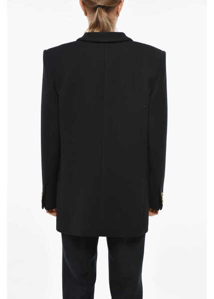 Sacouri Alessandra Rich Double-Breasted Oversized Fit Virgin Wool Blazer Black Femei (BM 19306913) 3