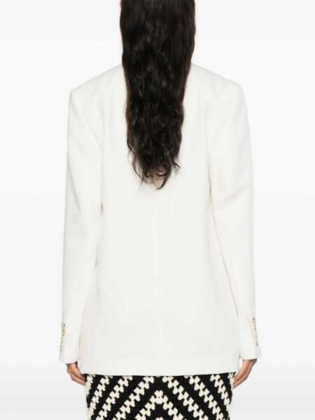 Sacouri TOTME Flush Pocketed Single-Breasted Blazer White Femei (BM 19306916) 4