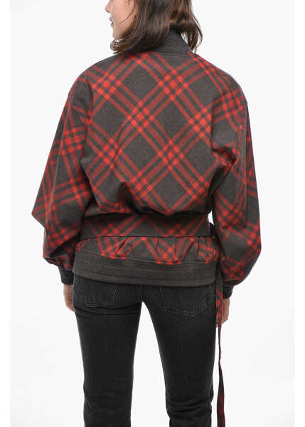 Bomber jacket Burberry Tartan Wool Blend Bomber Jacket With Belt Red Femei (BM 19306925) 2