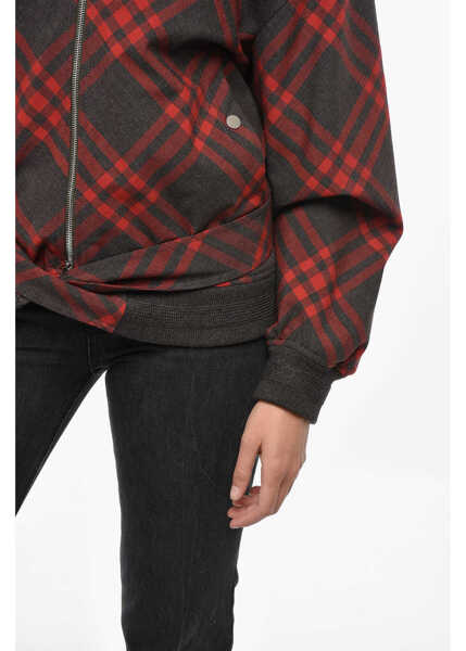 Bomber jacket Burberry Tartan Wool Blend Bomber Jacket With Belt Red Femei (BM 19306925) 3