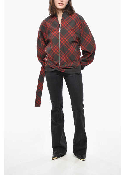 Bomber jacket Burberry Tartan Wool Blend Bomber Jacket With Belt Red Femei (BM 19306925) 4