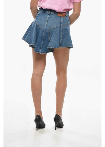 Fuste casual Alexander McQueen Denim Asymmetric Miniskirt Light Blue Femei (BM 19306931) 2