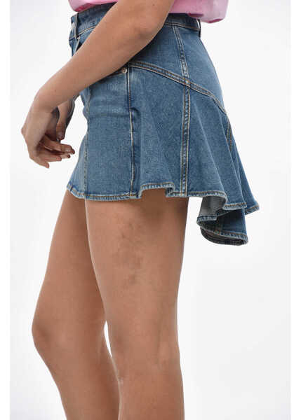 Fuste casual Alexander McQueen Denim Asymmetric Miniskirt Light Blue Femei (BM 19306931) 3
