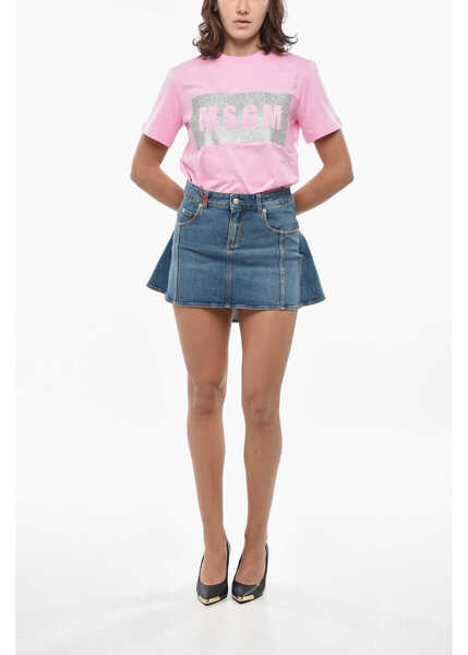 Fuste casual Alexander McQueen Denim Asymmetric Miniskirt Light Blue Femei (BM 19306931) 4