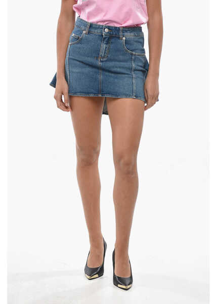 Fuste casual Alexander McQueen Denim Asymmetric Miniskirt Light Blue Femei (BM 19306931) 1
