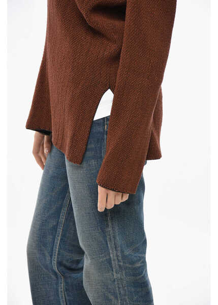 Pulovere Loro Piana V Neck Silk Blend Sweater Brown Femei (BM 19306937) 3