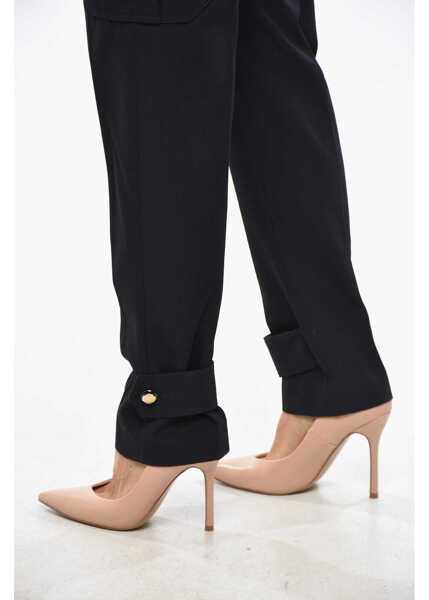 Pantaloni casual Alexander McQueen Wool Blend Cargo Pants With Ankle Martingale Blue Femei (BM 19306940) 2