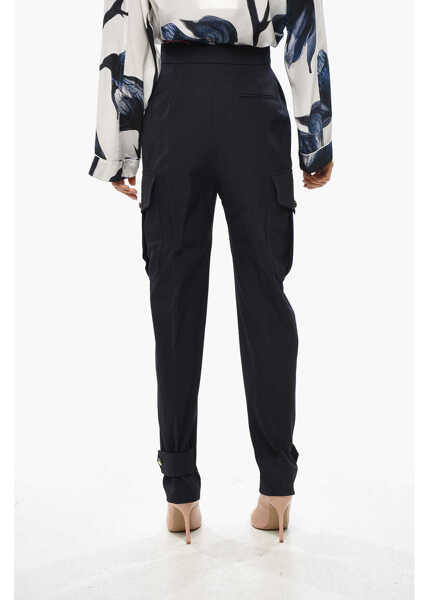 Pantaloni casual Alexander McQueen Wool Blend Cargo Pants With Ankle Martingale Blue Femei (BM 19306940) 3