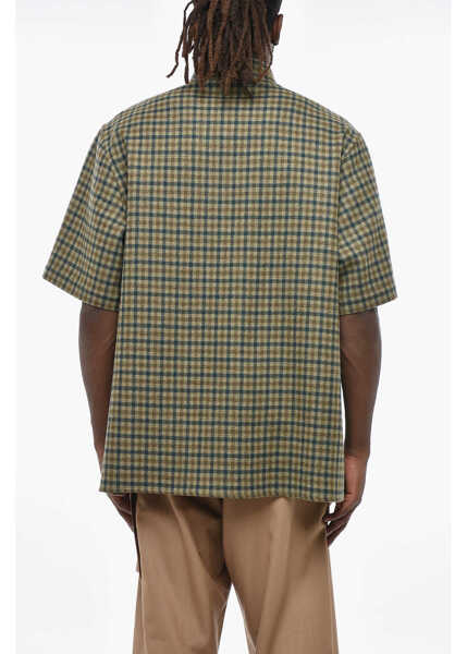 Camasi casual DARKPARK Checked Wool And Cashmere Short Sleeved Shirt With Breast Po Green Barbati (BM 19306943) 2